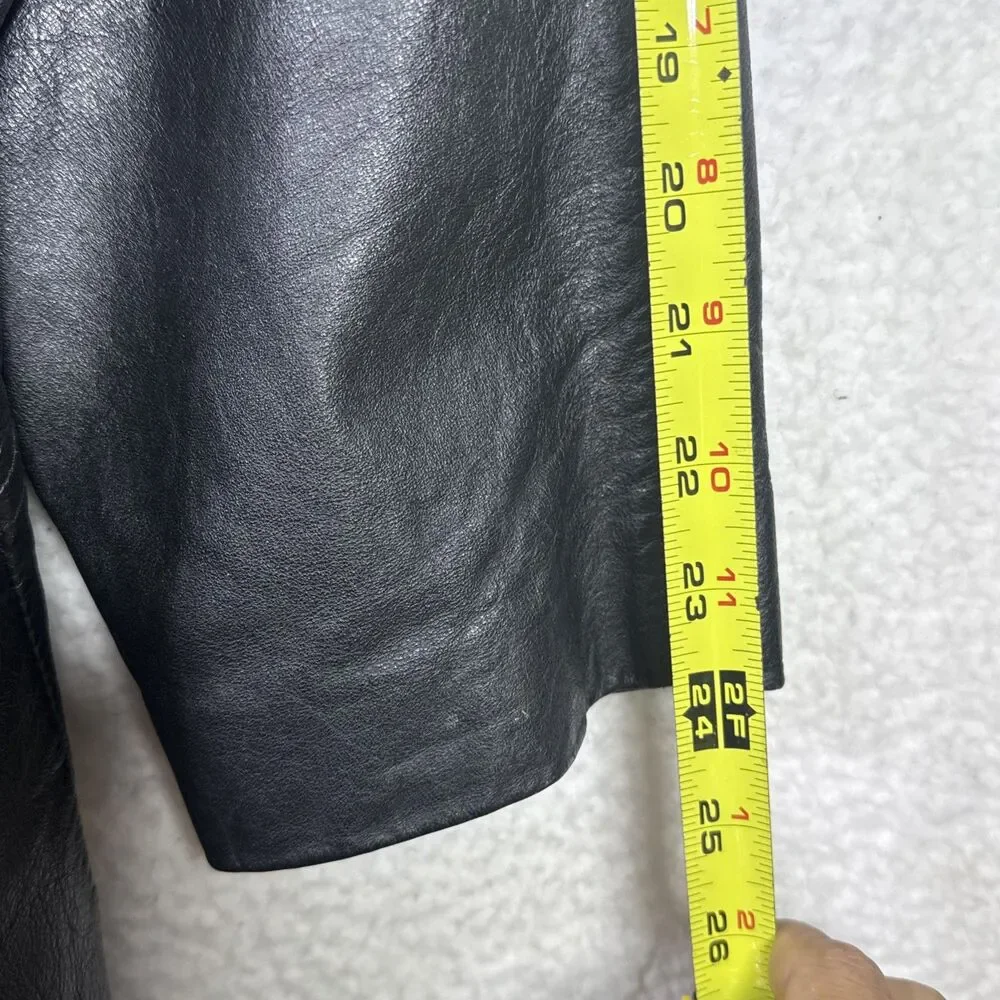 (R1) G III Women's Vintage 80s Black Leather Blazer, Size L, Biker Style